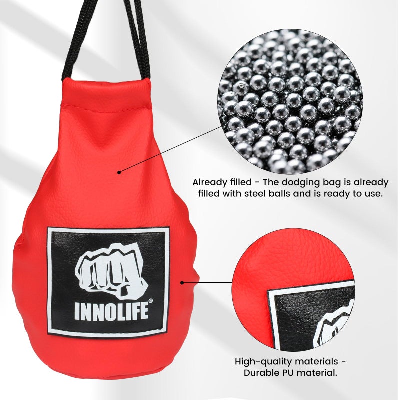 INNOLIFE Boxing Slip Bag  Dodge Hide Speed Bag Maize Ball Leather Ball for Reflex Training  Boxing  Kickboxing  MMA Pendulum Training  Red (Red (Filler Already Included) - Image 4